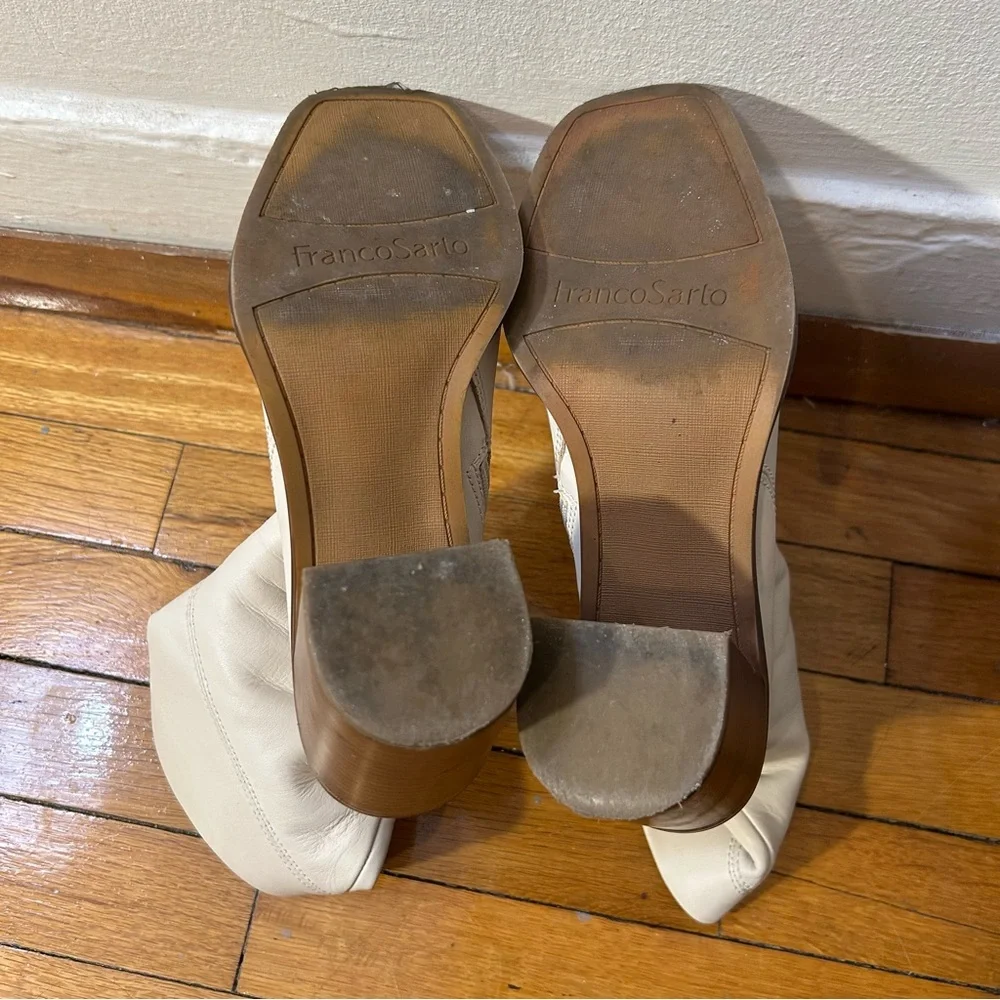 Franco Sarto Cream Leather Heeled Stevie Boots - Picture 10 of 11
